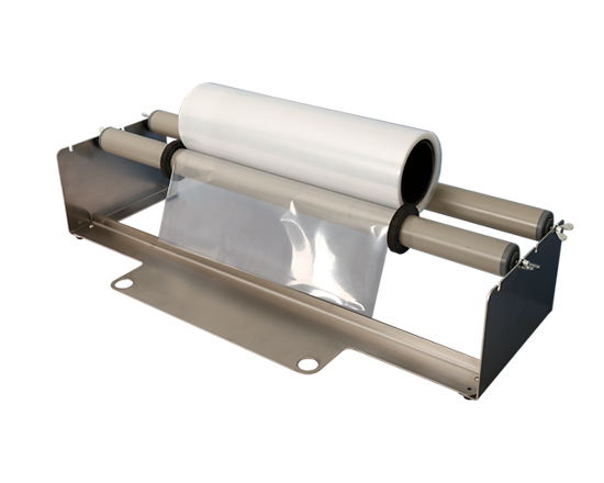 Film roll holder ISM - Ensures smooth unwinding of the tubular film. 2 Versions available: Film roll holder for placing behind the ISM at a table, or the Film roll holder to be mounted on the Support stand. Note: make sure you order the ISM including knife function.