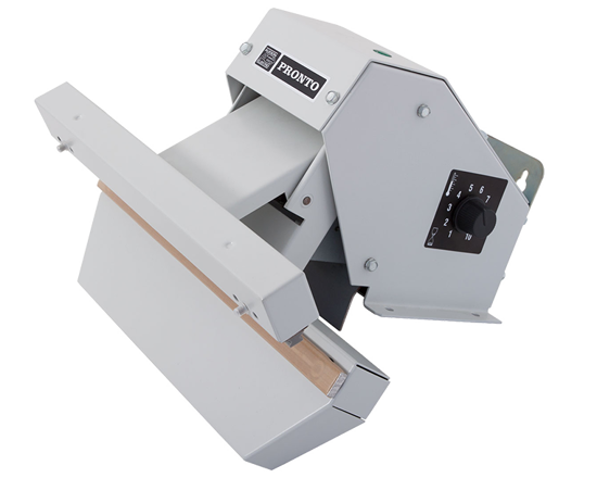 Pronto Impulse sealer - Wall mounted / workbench impulse sealer for sealing polyethylene or polypropylene bags of maximum 255 mm width. Equipped with a timer to adjust the seal time up to the film thickness. Easy operation: by manual pushing down the sealing arm the sealing process is started.