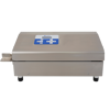 Contimed D 660 - This tabletop stainless steel band sealer (non-validatable) seals PE, PP, PA/PE, header cards and other heat sealable alu laminate pouches. The D 660 produces a strong 9 mm seal and the digital LCD display facilitates adjustment of seal temperature and seal temperature alarm. Speed: 8 mtr/minute. Integrated cooling (for sealing PE). Compatible to DIN 58953-7. 