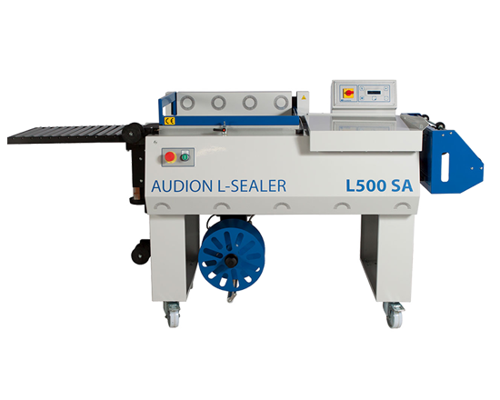 L 500SA - This semi automatic L-sealer can be used to pack your products in a fast, safe, and presentable way. Often used in combination with a TE-Matic shrink tunnel. Compared to the traditional L-sealers, the L series of Audion provide higher outputs as well as consistently strong seals. Possible to operate with polyethylene and polyolefin centrefold film.